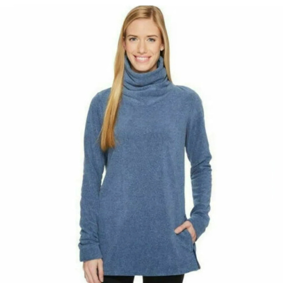 Nike Therma Fleece Cowl Neck Tunic training Sweatshirt sweater Blue S - Picture 1 of 7